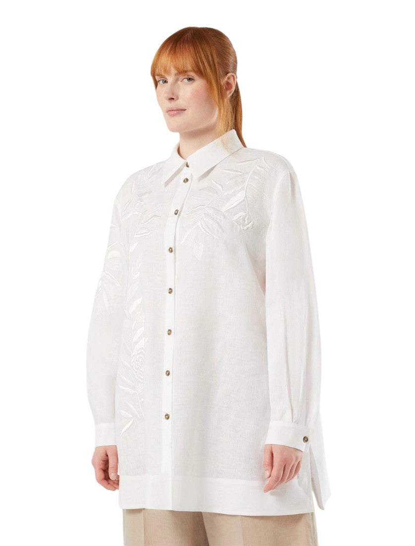 Marina Rinaldi Embroidered linen canvas tunic