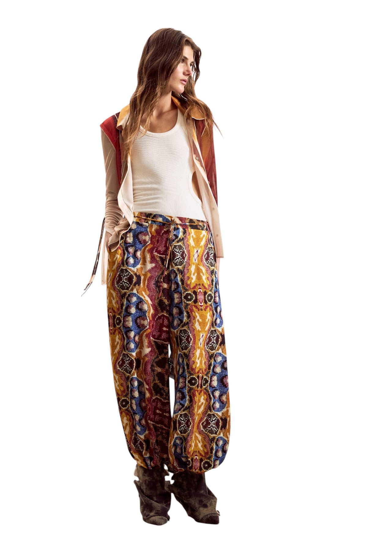 Desigual Palazzo-cut pants made of fluid fabric with an ethnic-style print