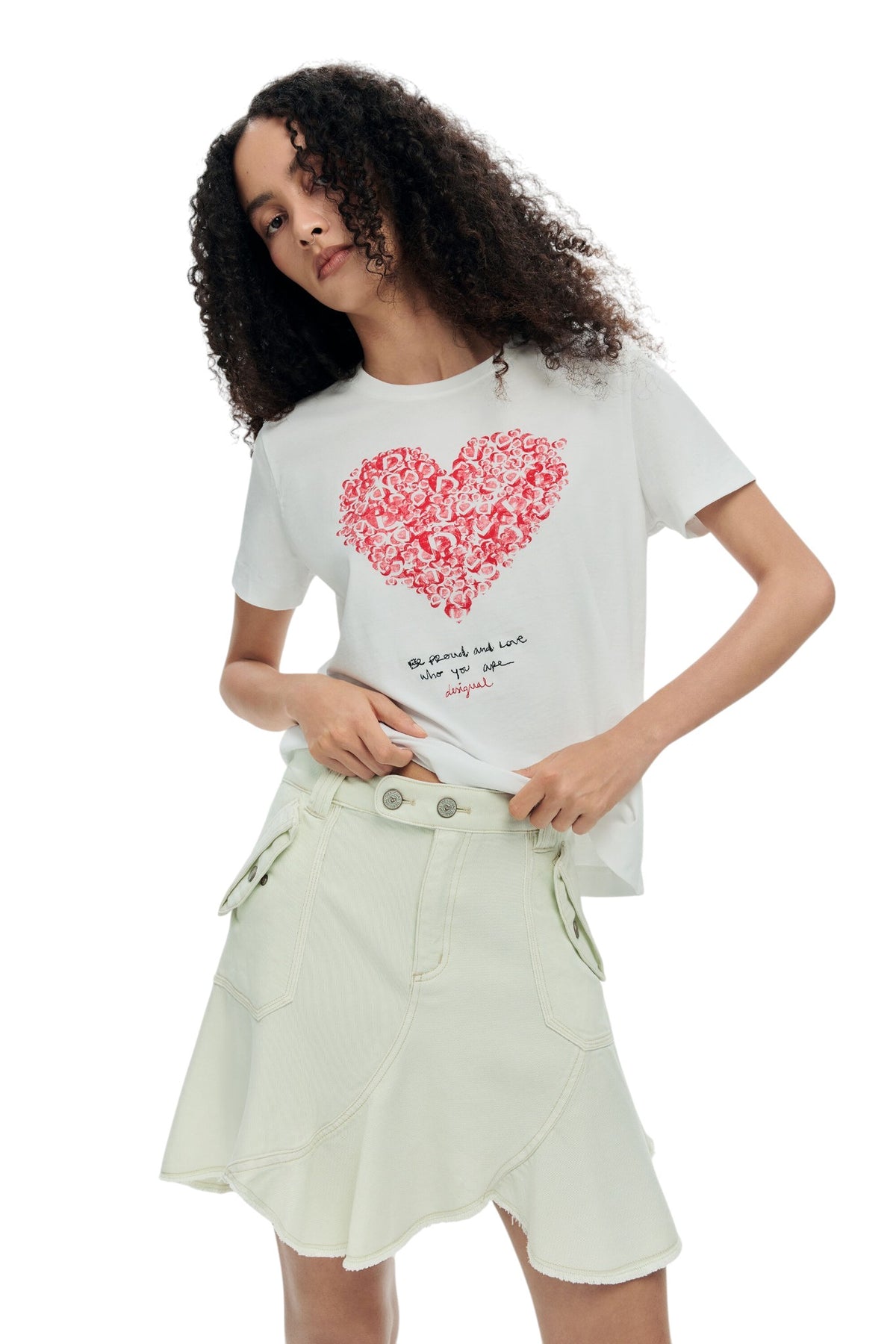 Desigual Solid T-shirt with a design made up of a set of Desigual