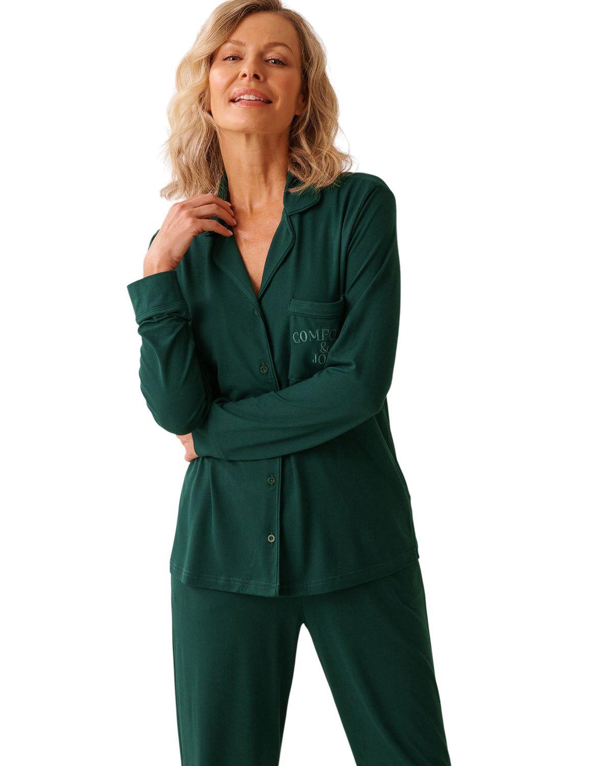 La Vie En Rose Comfort & Joy Print Super Soft Button-down Shirt