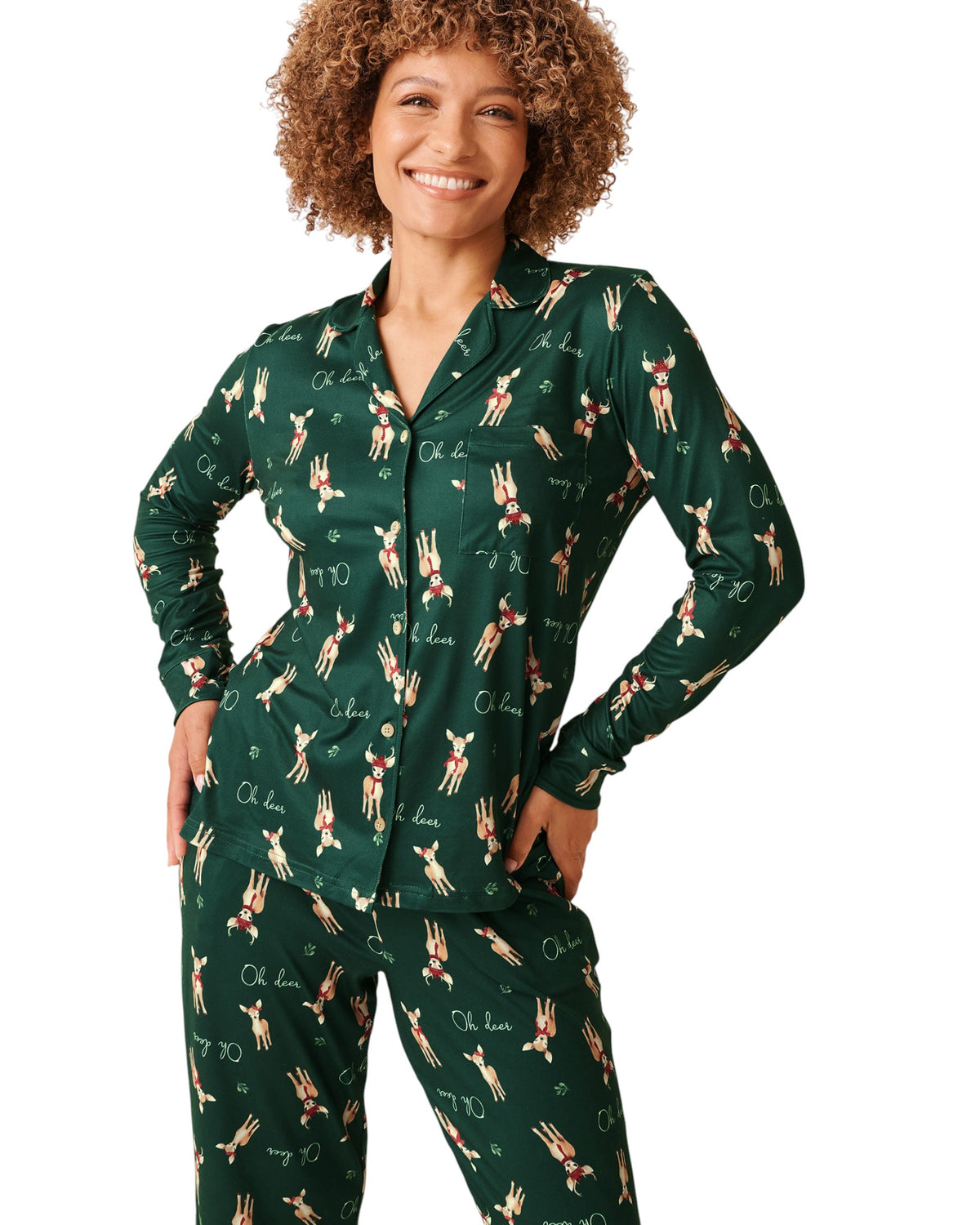 La Vie En Rose Deer Print Super Soft Button-down Shirt