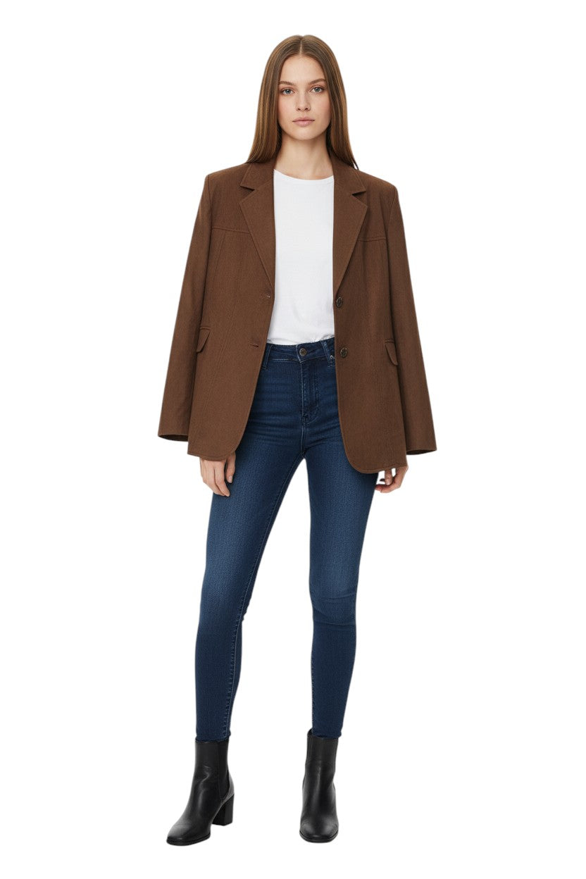 BSB Suede look blazer front button fastening