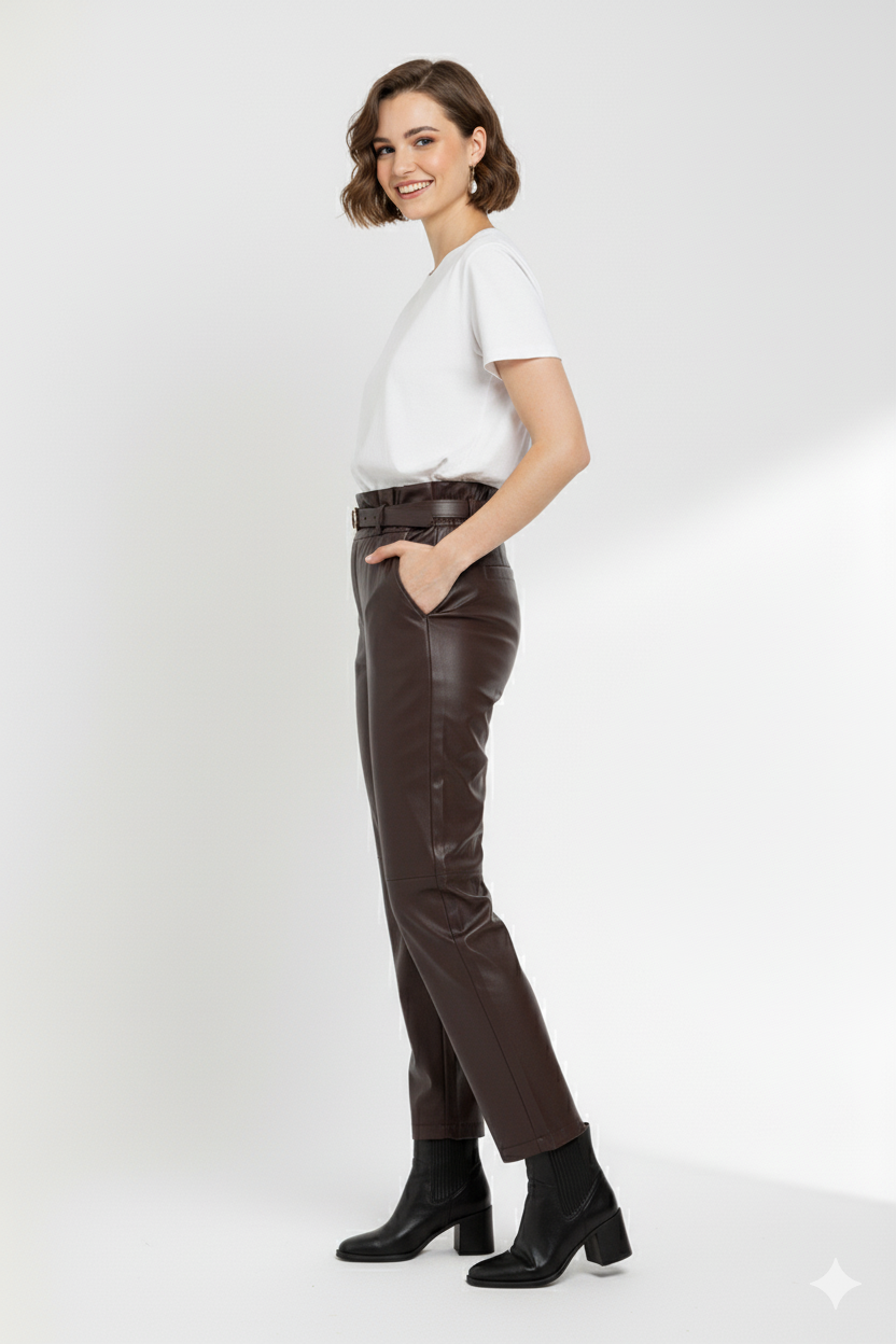 BSB Leather look trousers with belt