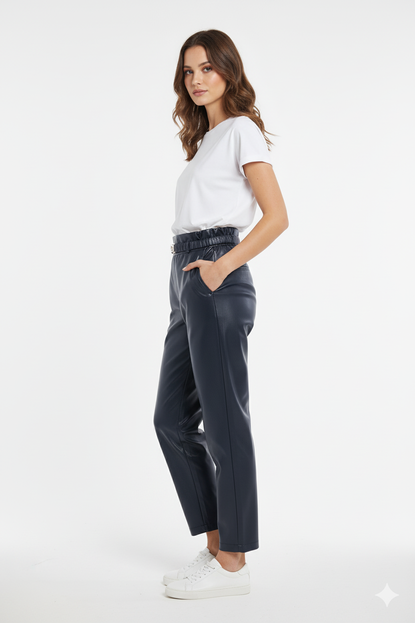 BSB Leather look trousers with belt