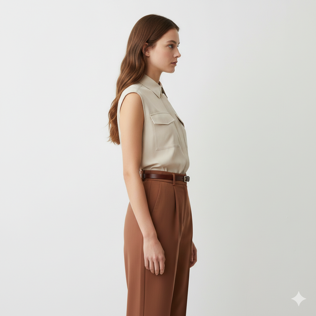 BSB Sleeveless shirt with pleats