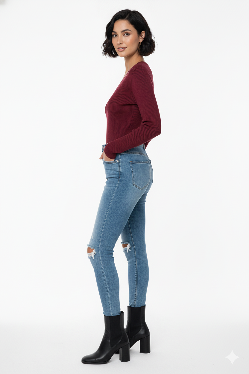 BSB Sweater with long sleeves V neckline