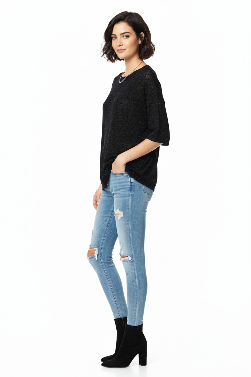 BSB Longline blouse with short sleeves