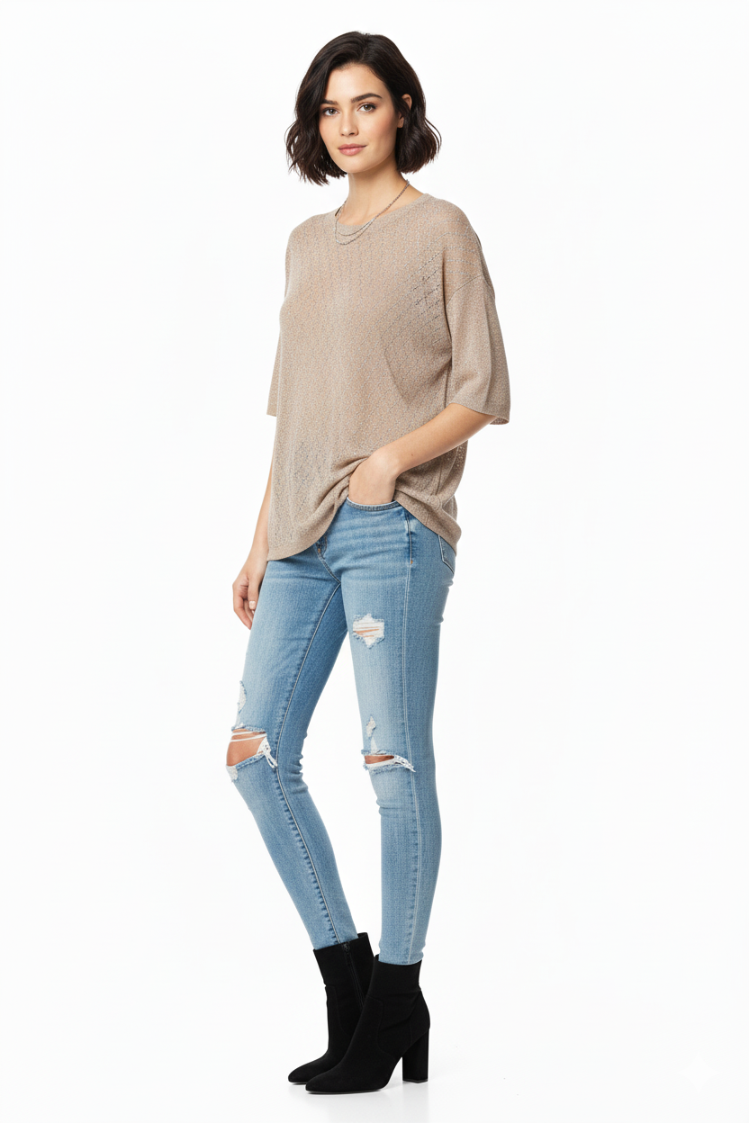 BSB Longline blouse with short sleeves