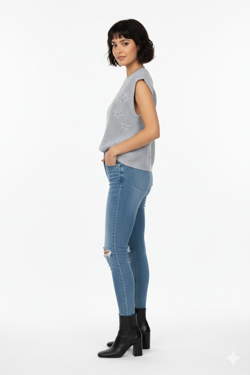 BSB Sleeveless sweater with round neckline