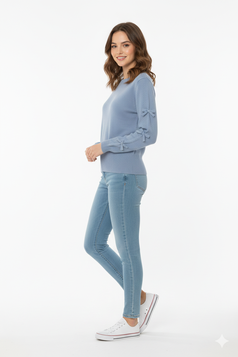 BSB Sweater with long sleeves with gathered sleeves