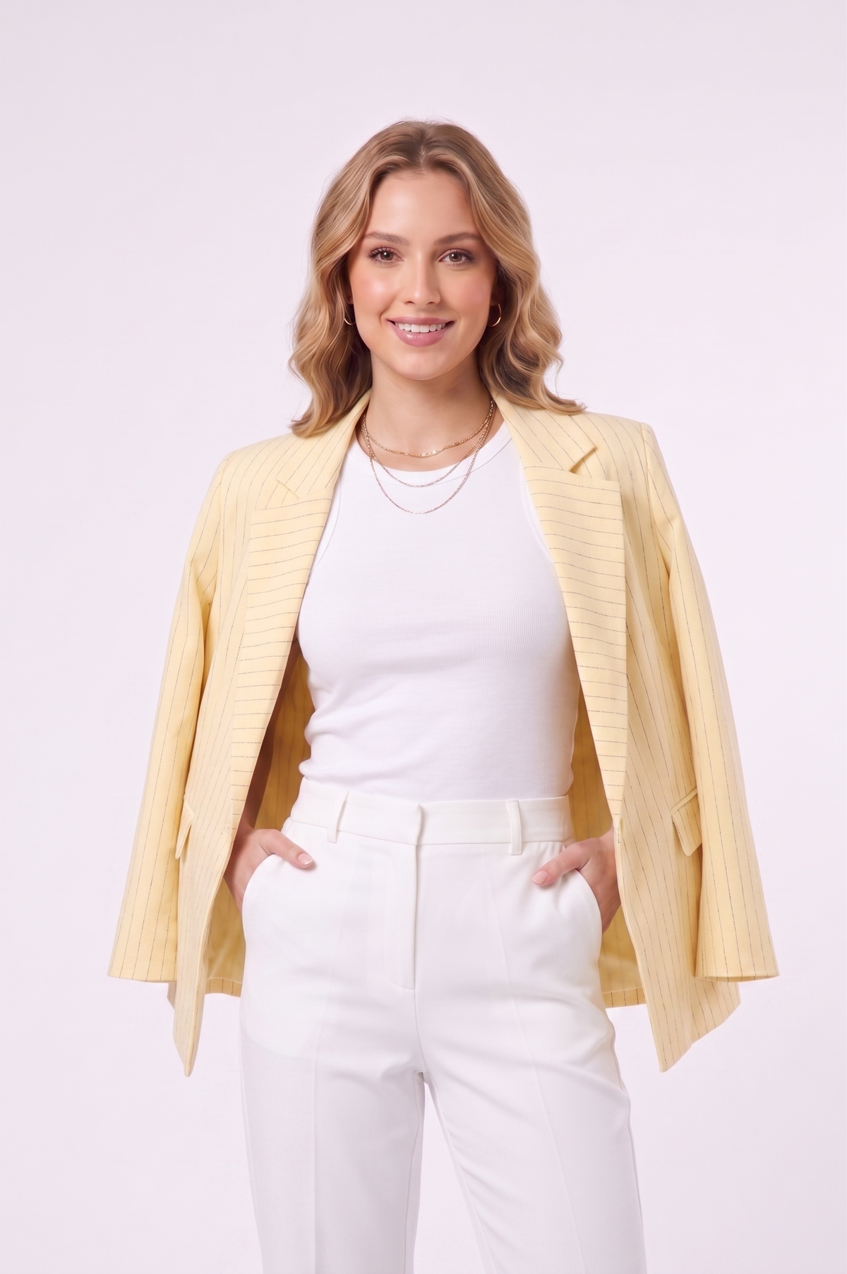 FOREVER 21 Pinstripe Notched Lapel Tailored Blazer