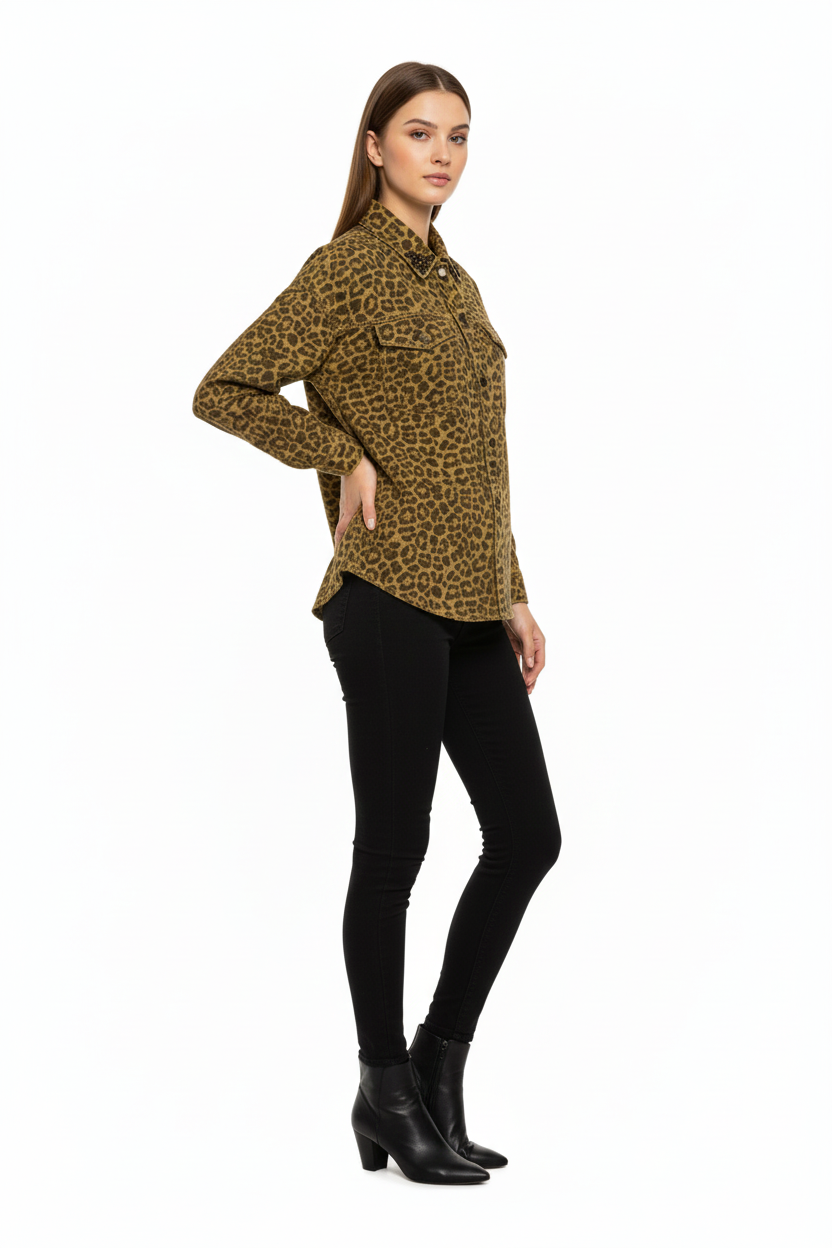 BSB Animal print denim jacket with long sleeves