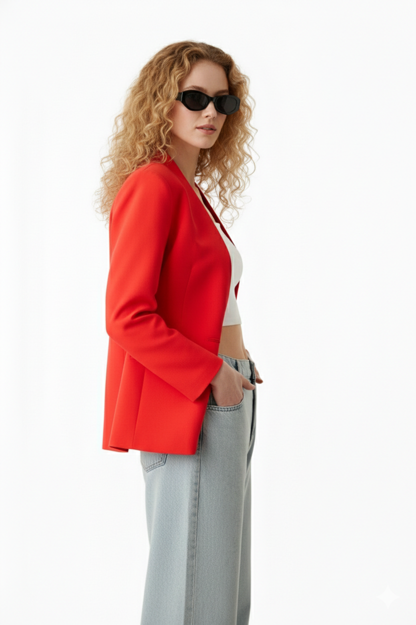 BSB V blazer with bejeweled button
