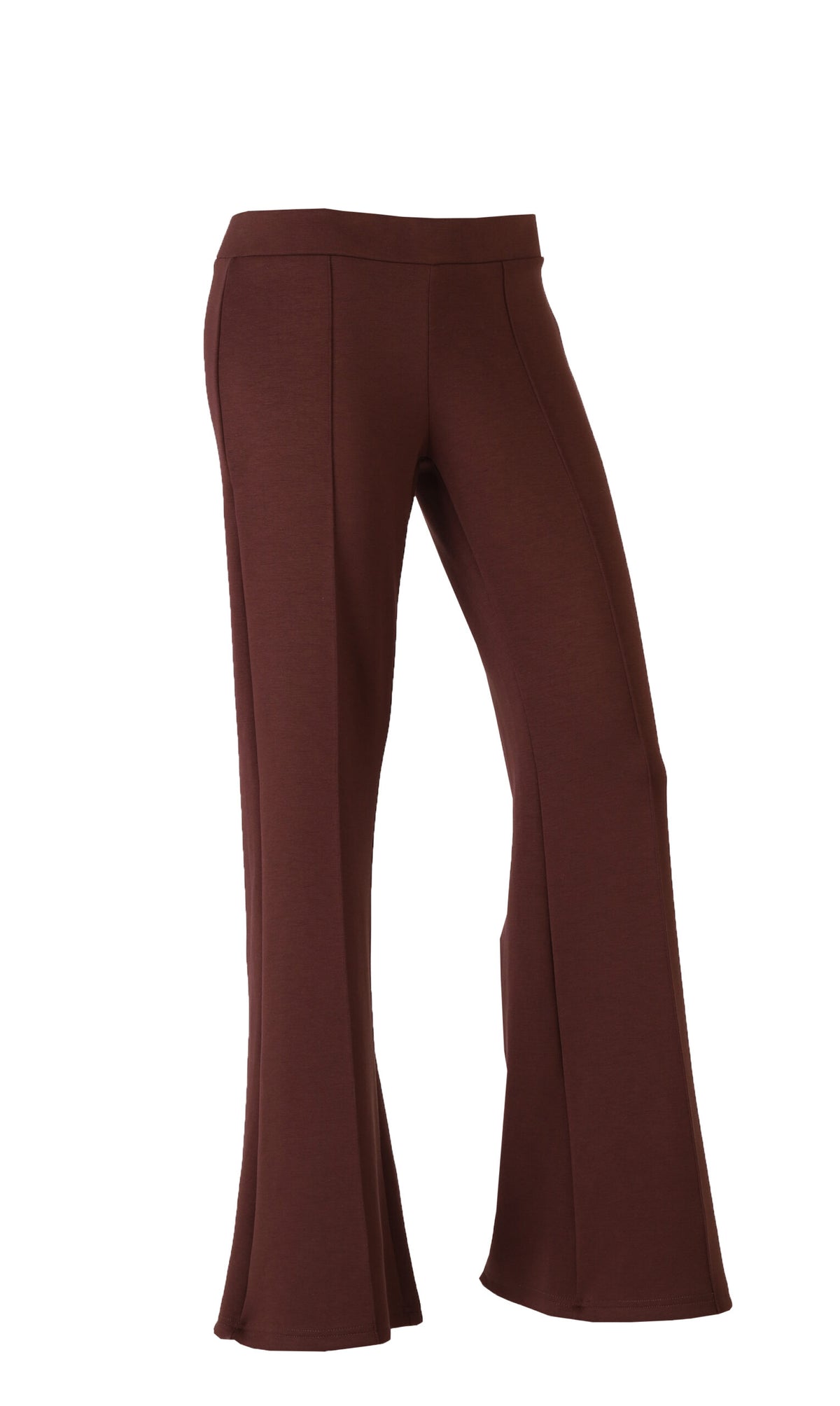 FOREVER 21 High-Waist Pintuck Seam Wide-Flare Knit Pull-On Pants