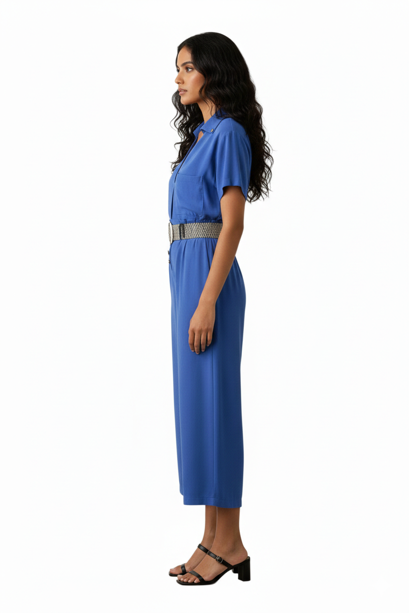 BSB Cropped pants with a ruffled waist