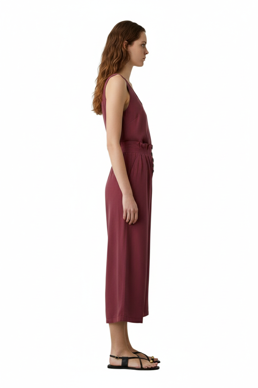 BSB Cropped pants with a ruffled waist