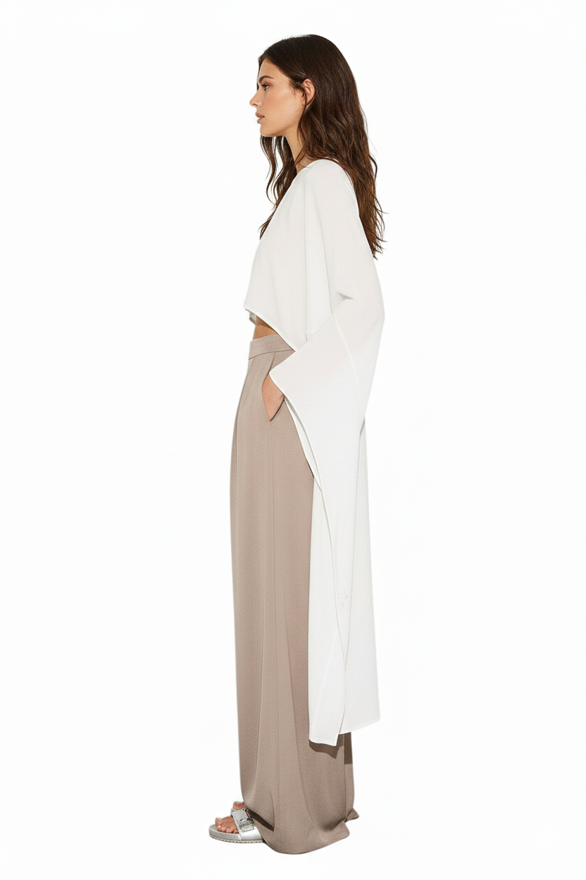 BSB Cropped top with tied sleeves