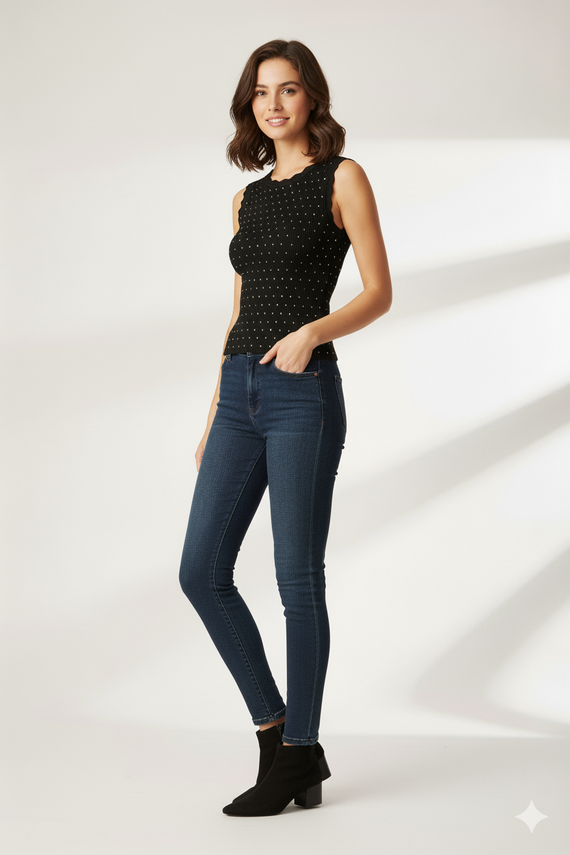 BSB Sleeveless top with round neckline