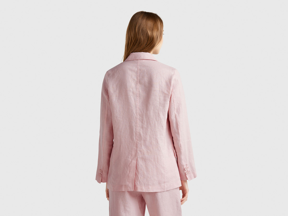 Benetton Blazer In Pure Linen