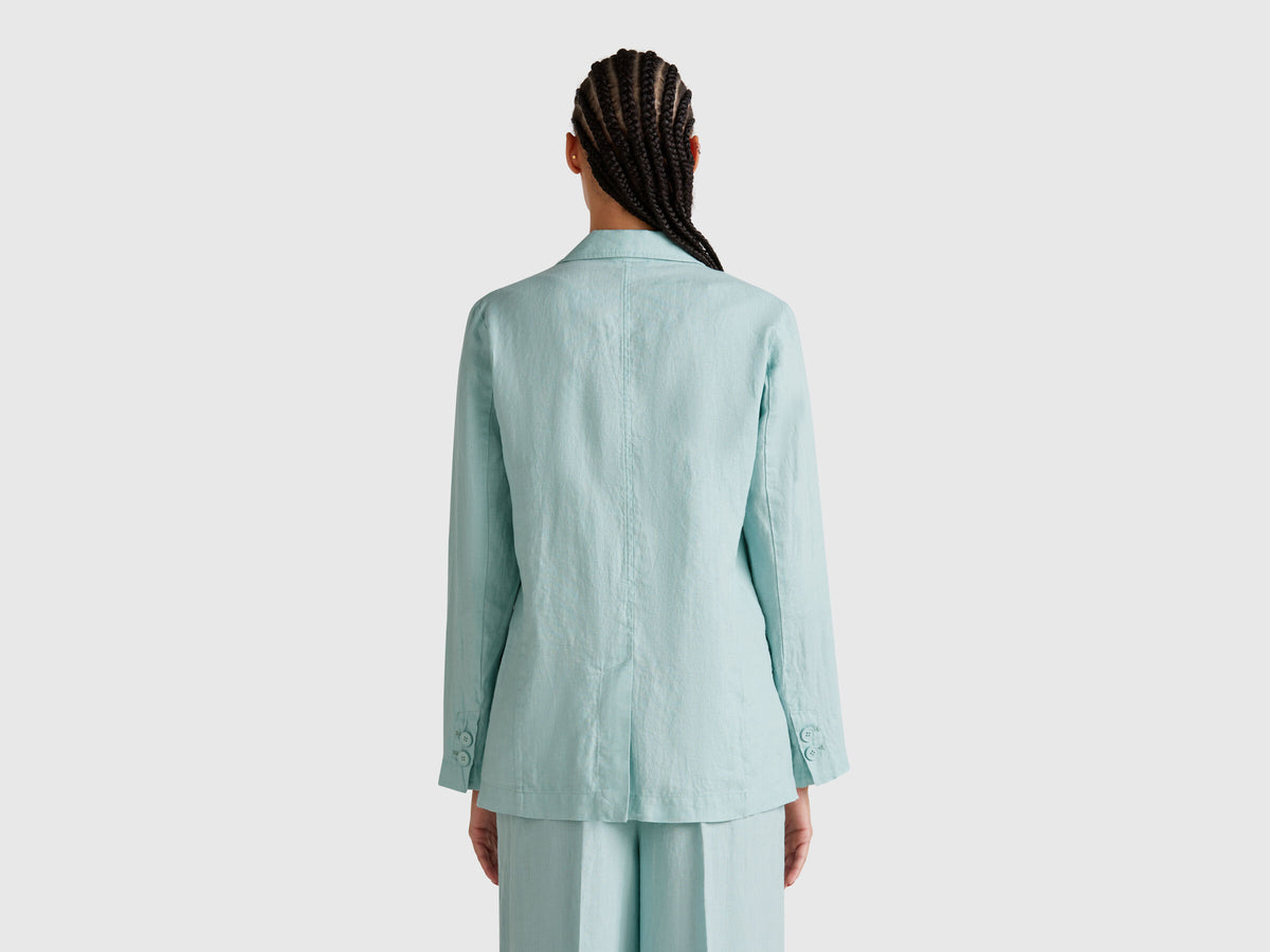 Benetton Blazer In Pure Linen