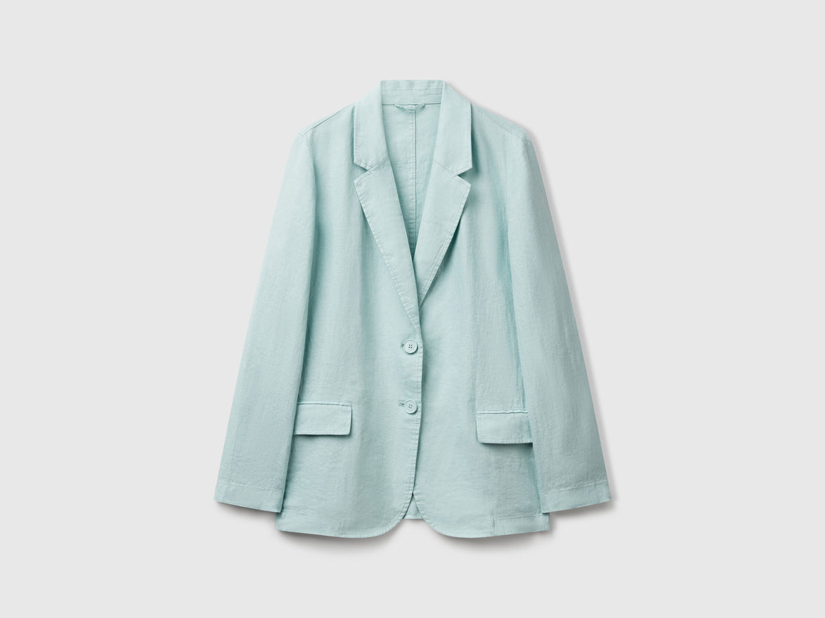 Benetton Blazer In Pure Linen