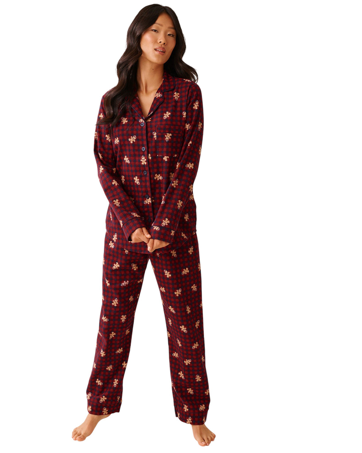 La Vie En Rose Gingerbread Print Flannel PJ Set