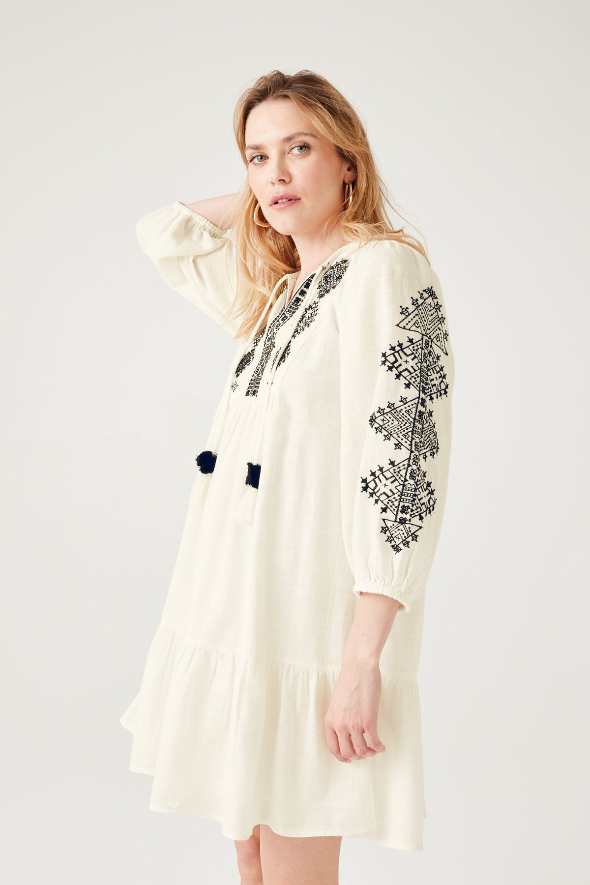 Promod Embroidered Babydoll Dress