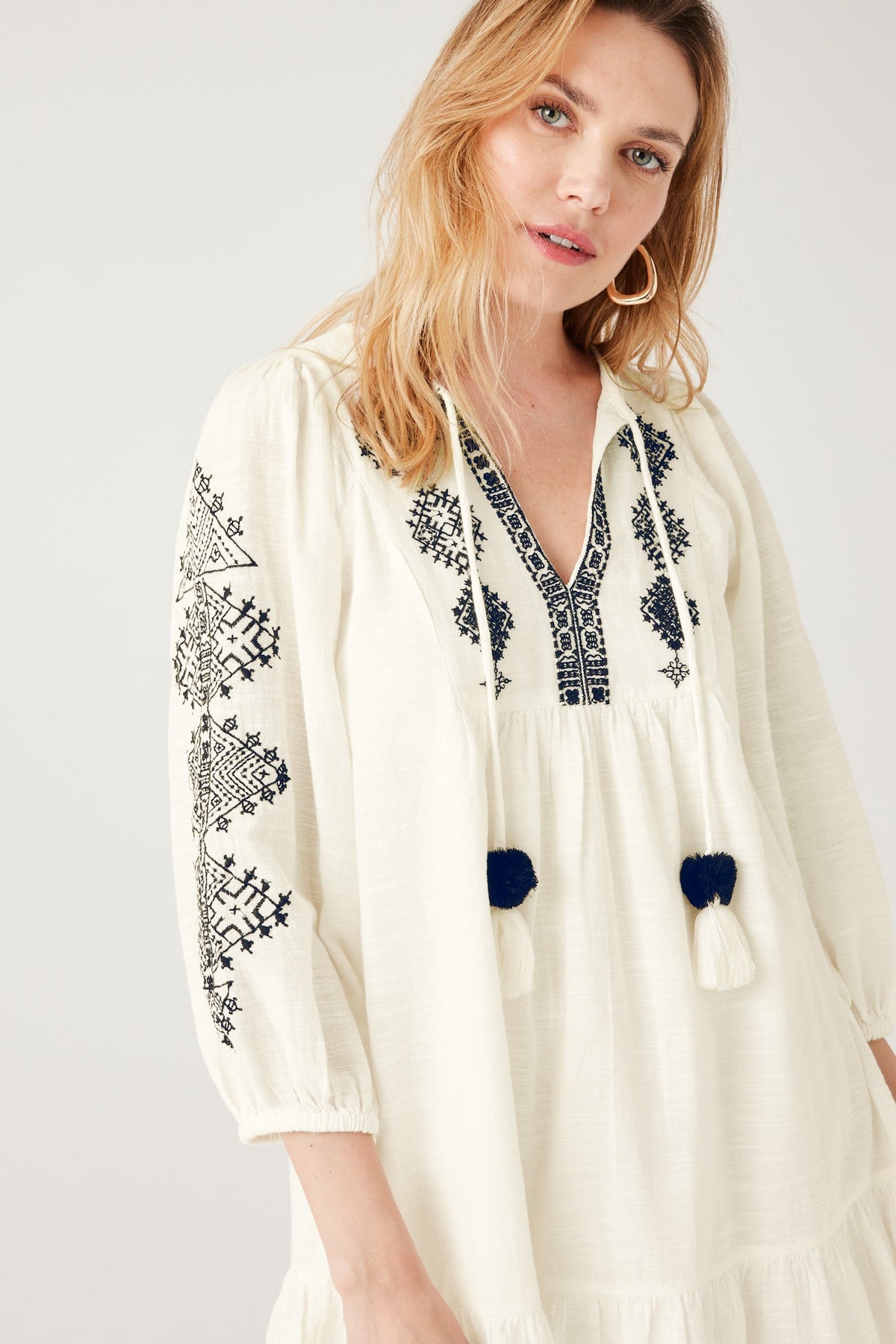 Promod Embroidered Babydoll Dress
