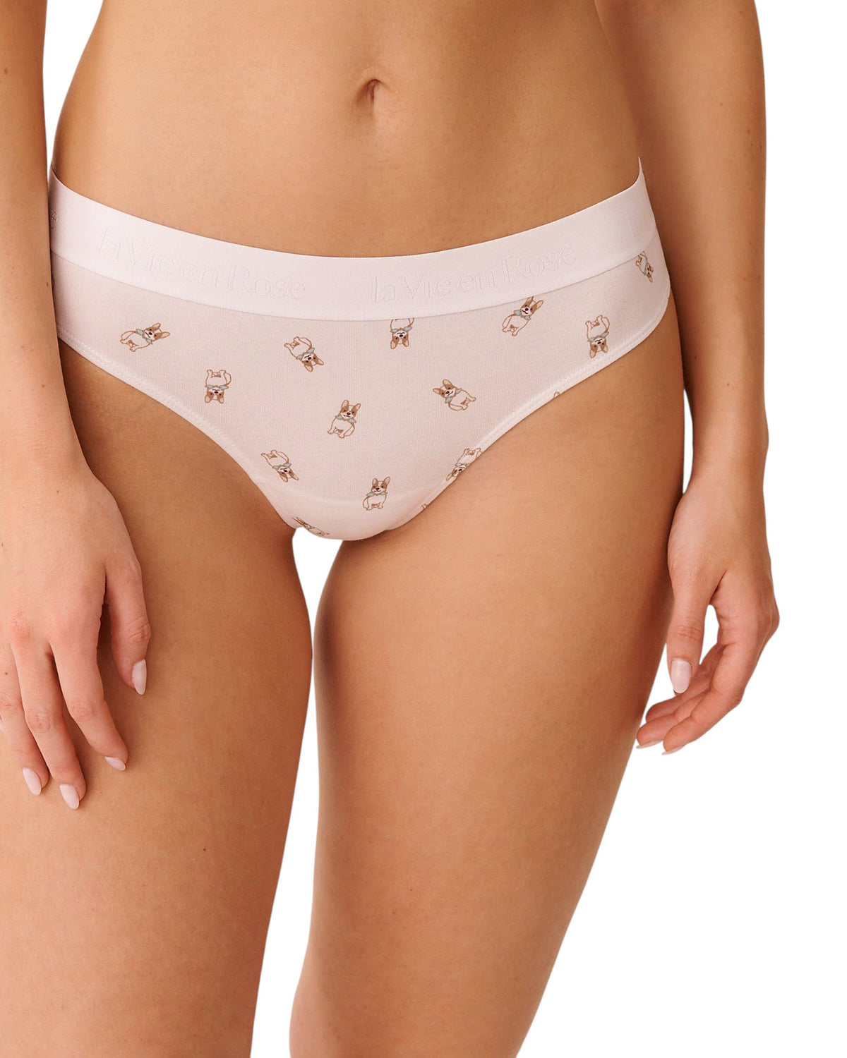 Cotton And Logo Elastic Band Thong Panty