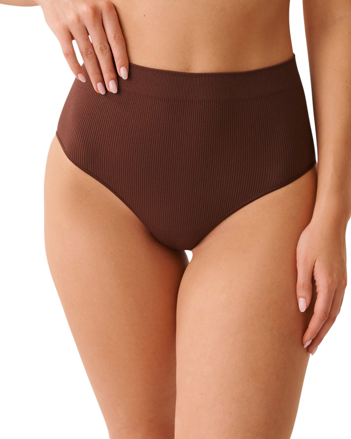 Seamless Fabric Ribbed High Waist Bikini Panty