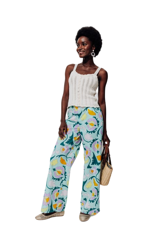 Promod Wide Leg Patterned Trousers