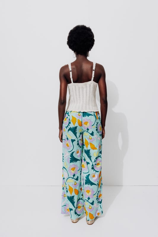 Promod Wide Leg Patterned Trousers