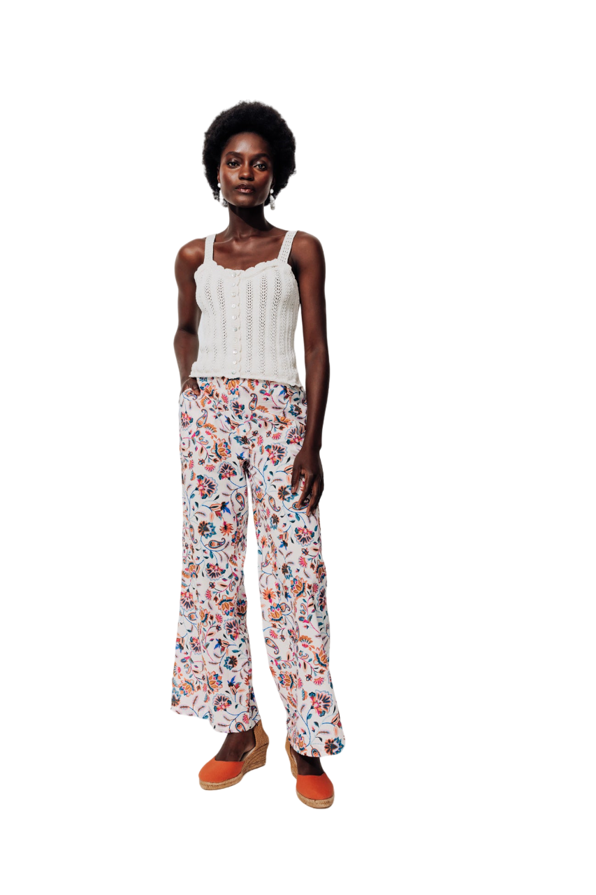 Promod Wide Leg Patterned Trousers