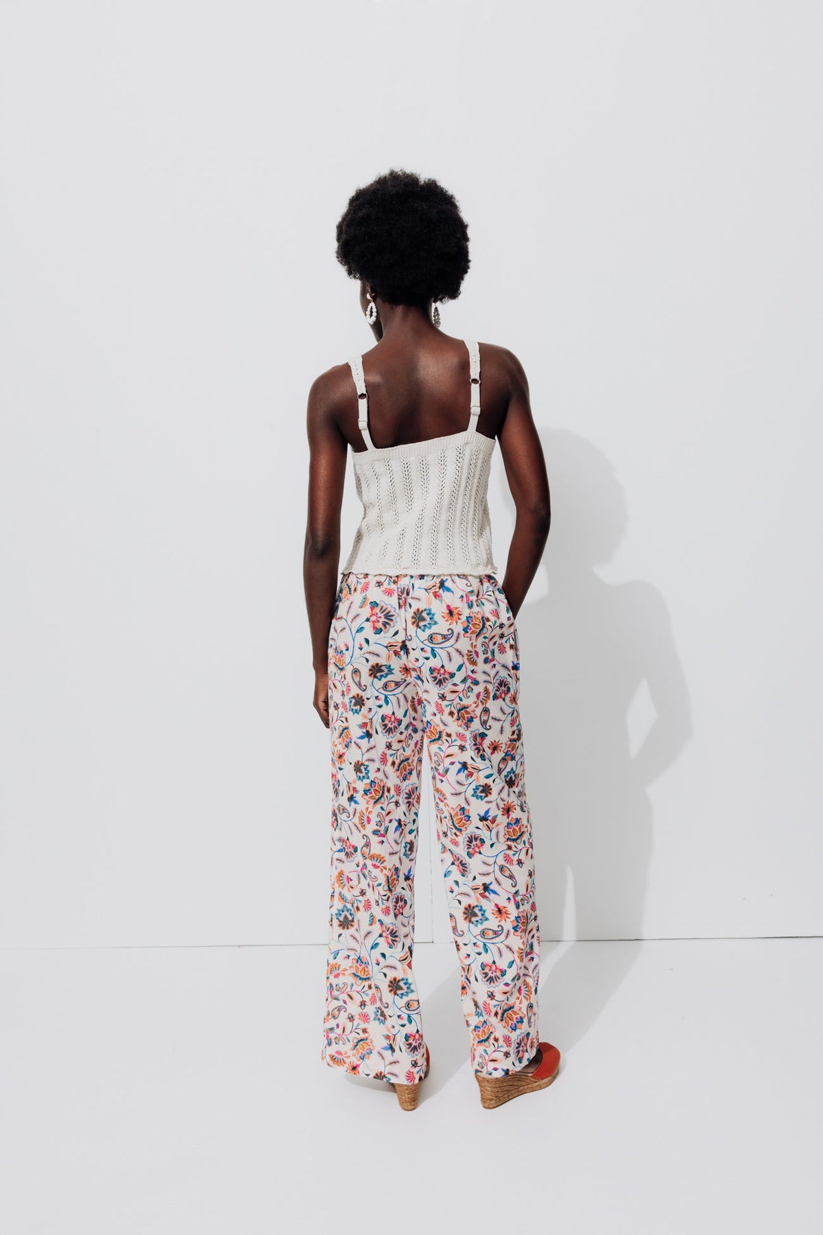 Promod Wide Leg Patterned Trousers