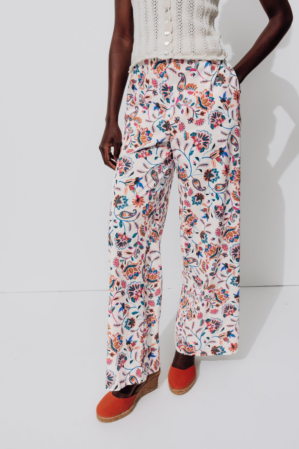 Promod Wide Leg Patterned Trousers