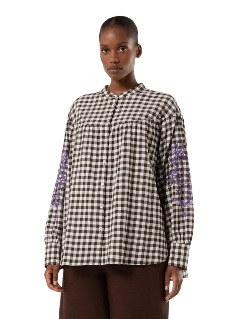 Marina Rinaldi Gingham poplin shirt with embroidery