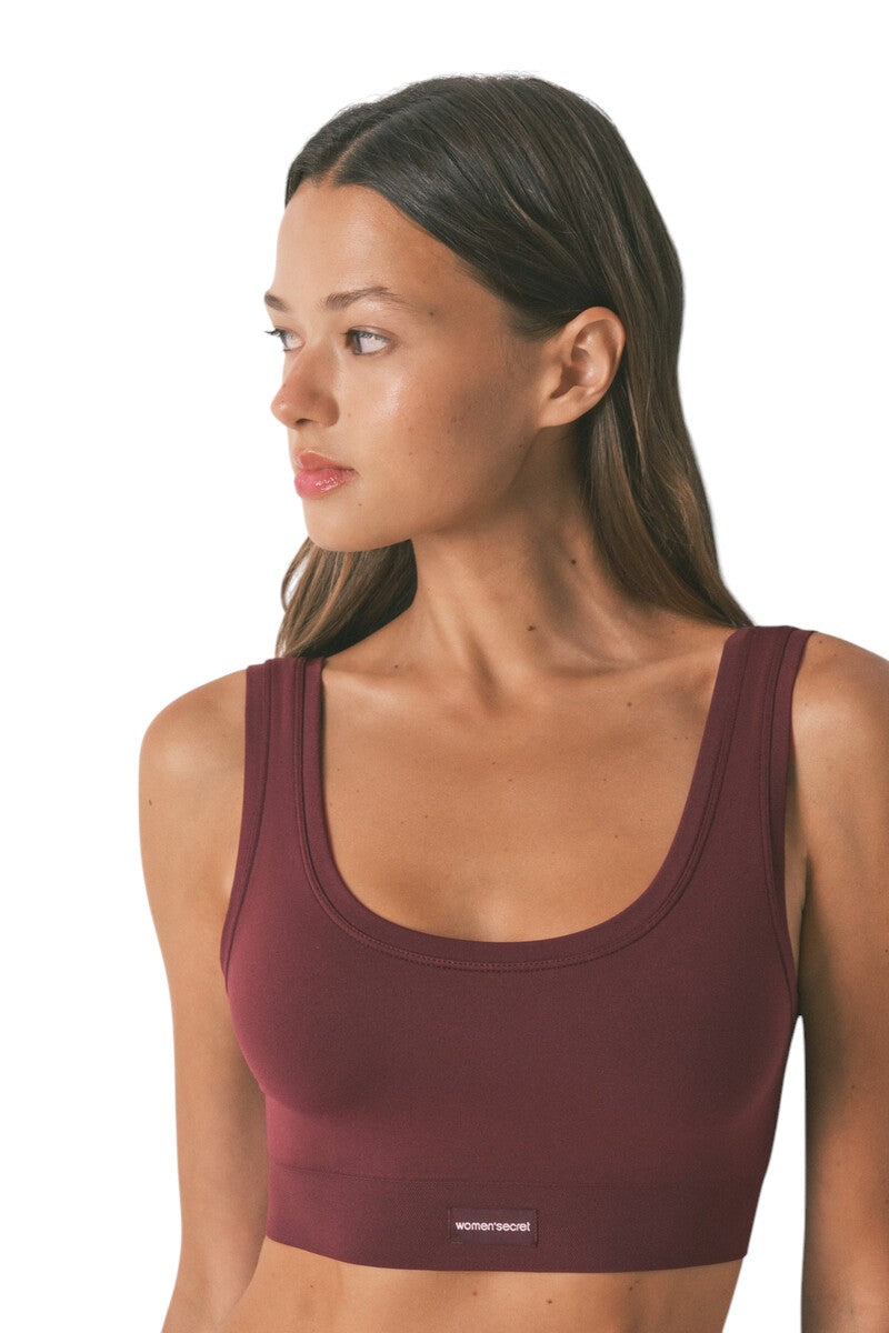 Women Secret LOVELY seamless reversible burgundy top