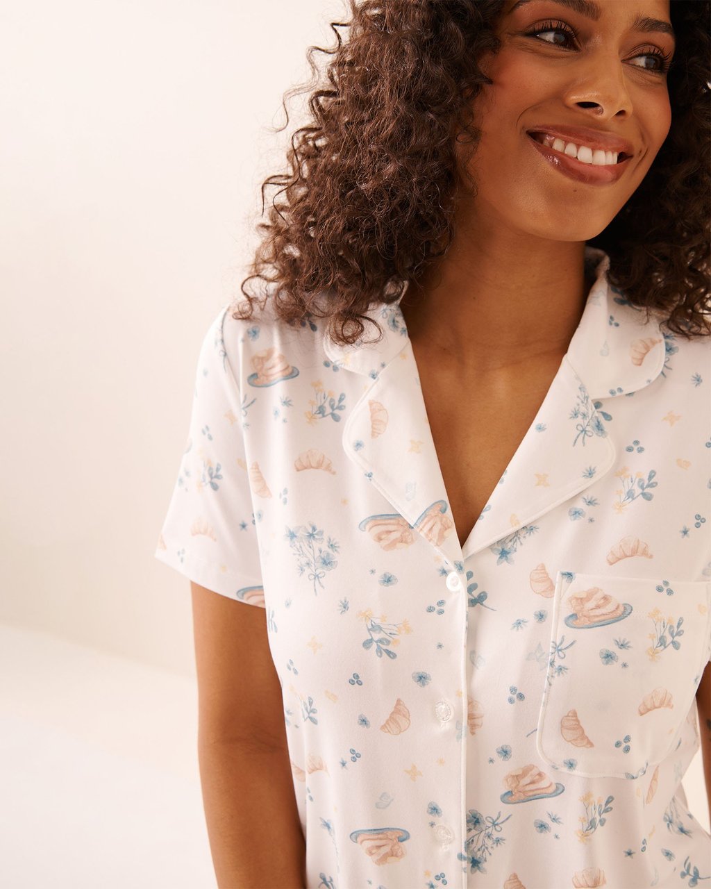 La vie en Rose Brunch Print Super Soft Button-down Shirt