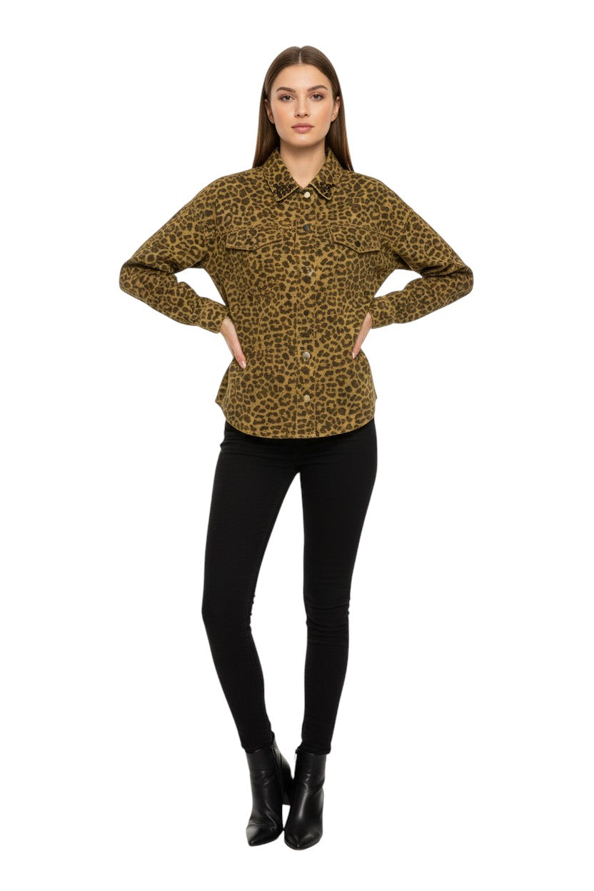 BSB Animal print denim jacket with long sleeves