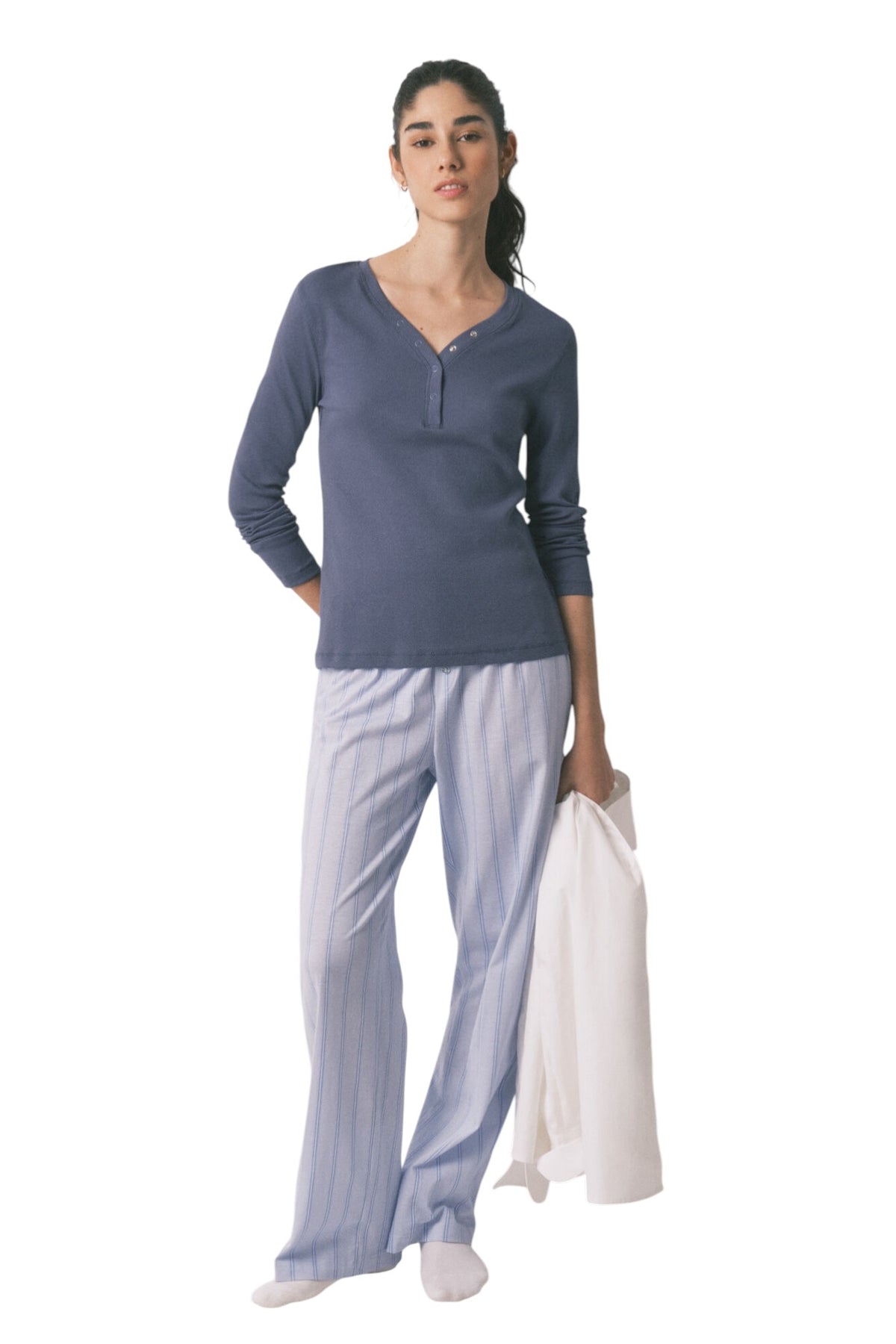 Women Secret ribbed cotton long-sleeved t-shirt