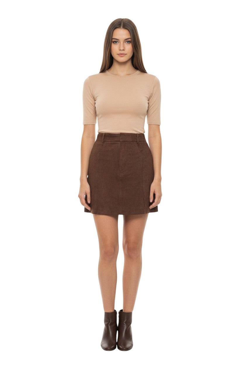 BSB Mini suede skirt with front slit