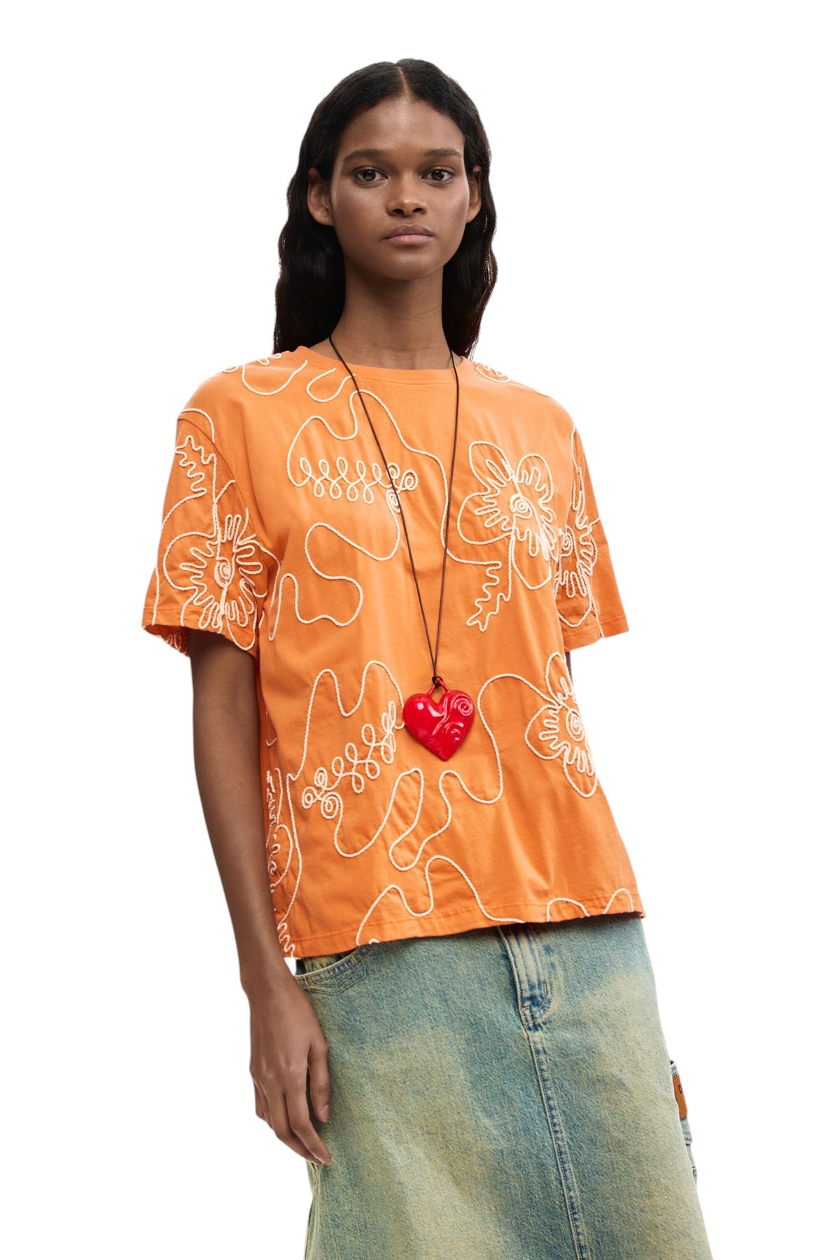 Desigual Regular-fit short-sleeved T-shirt with a print of colorful silhouettes .