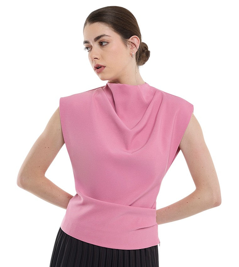 BCBGMAXAZARIA Solid High Neck Extended Sleeves Top For Women