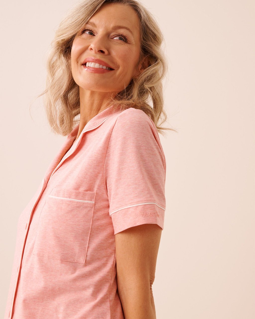 La vie en Rose Cotton Short Sleeve Button-down Shirt