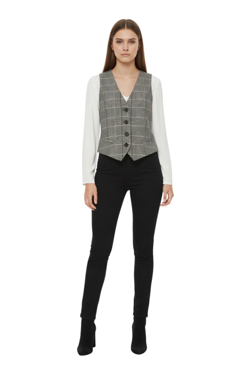 BSB Plaid vest with V neckline
