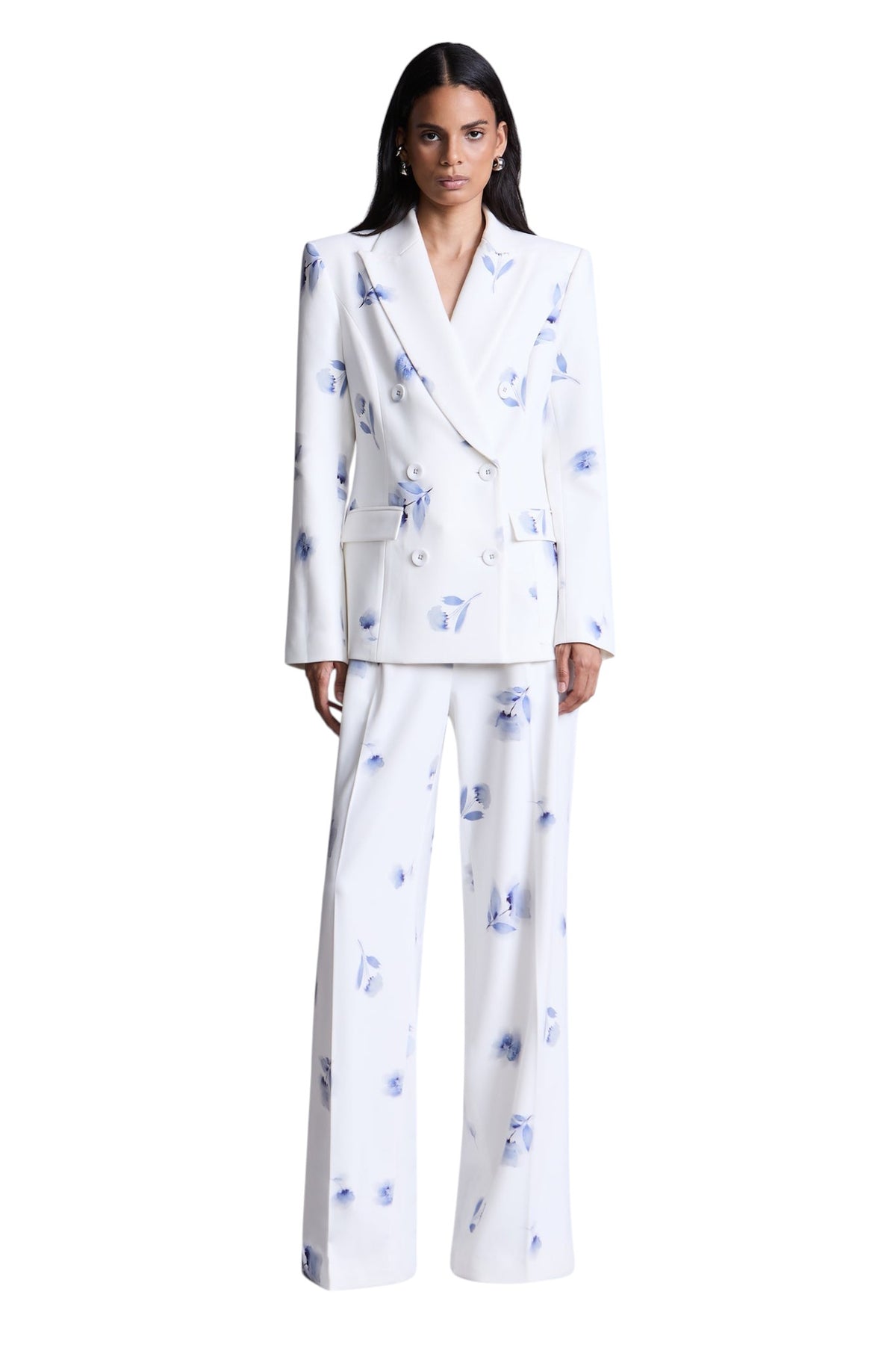 BCBGMAXAZARIA Maria Printed Blazer White tailored cut in a structured silhouette