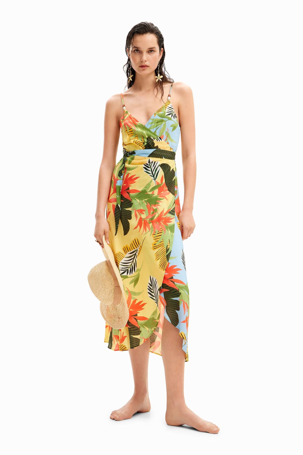 Desigual Tropical Wrap Midi Dress