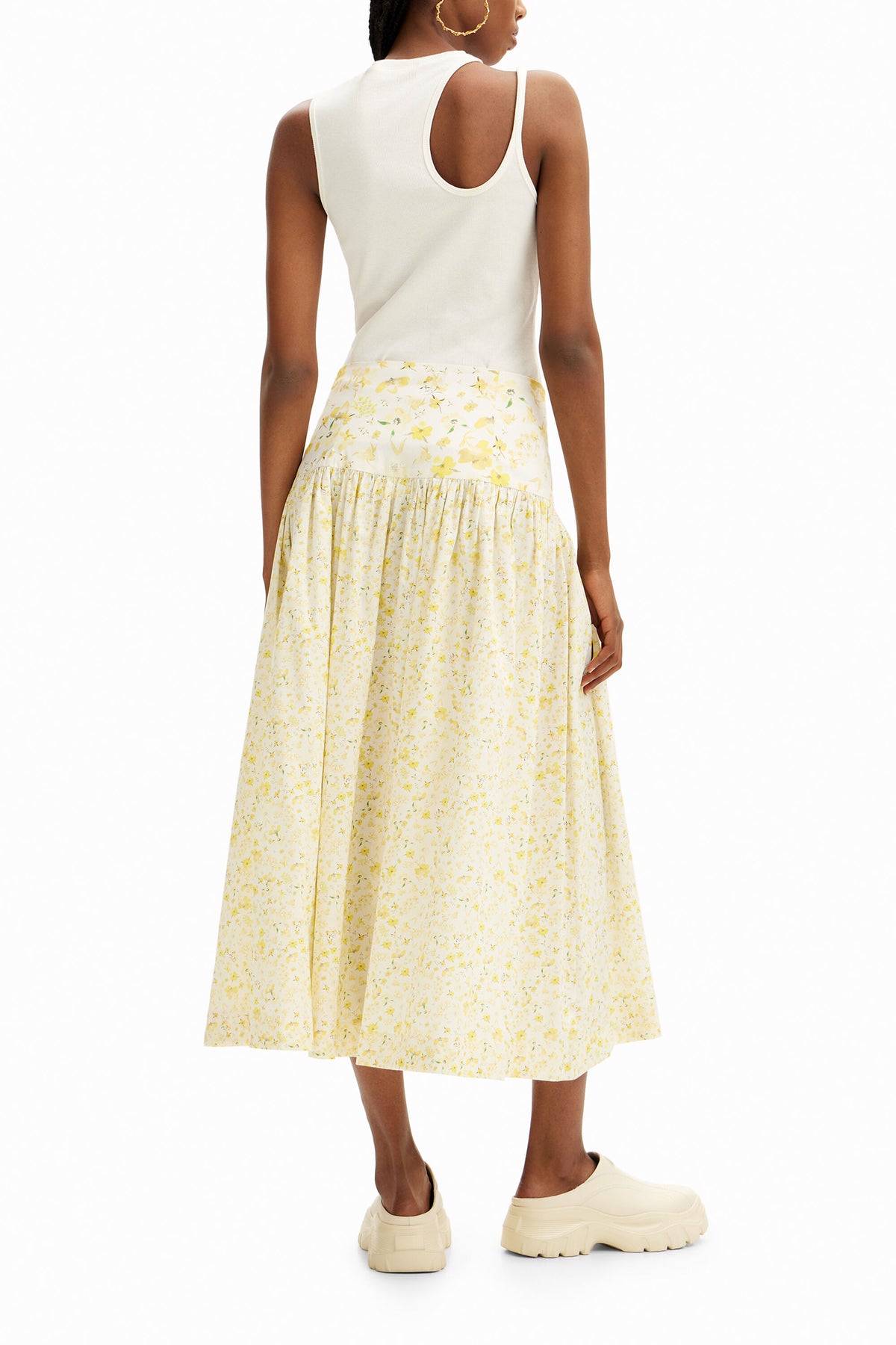 Desigual Floral Ruffle Midi Skirt