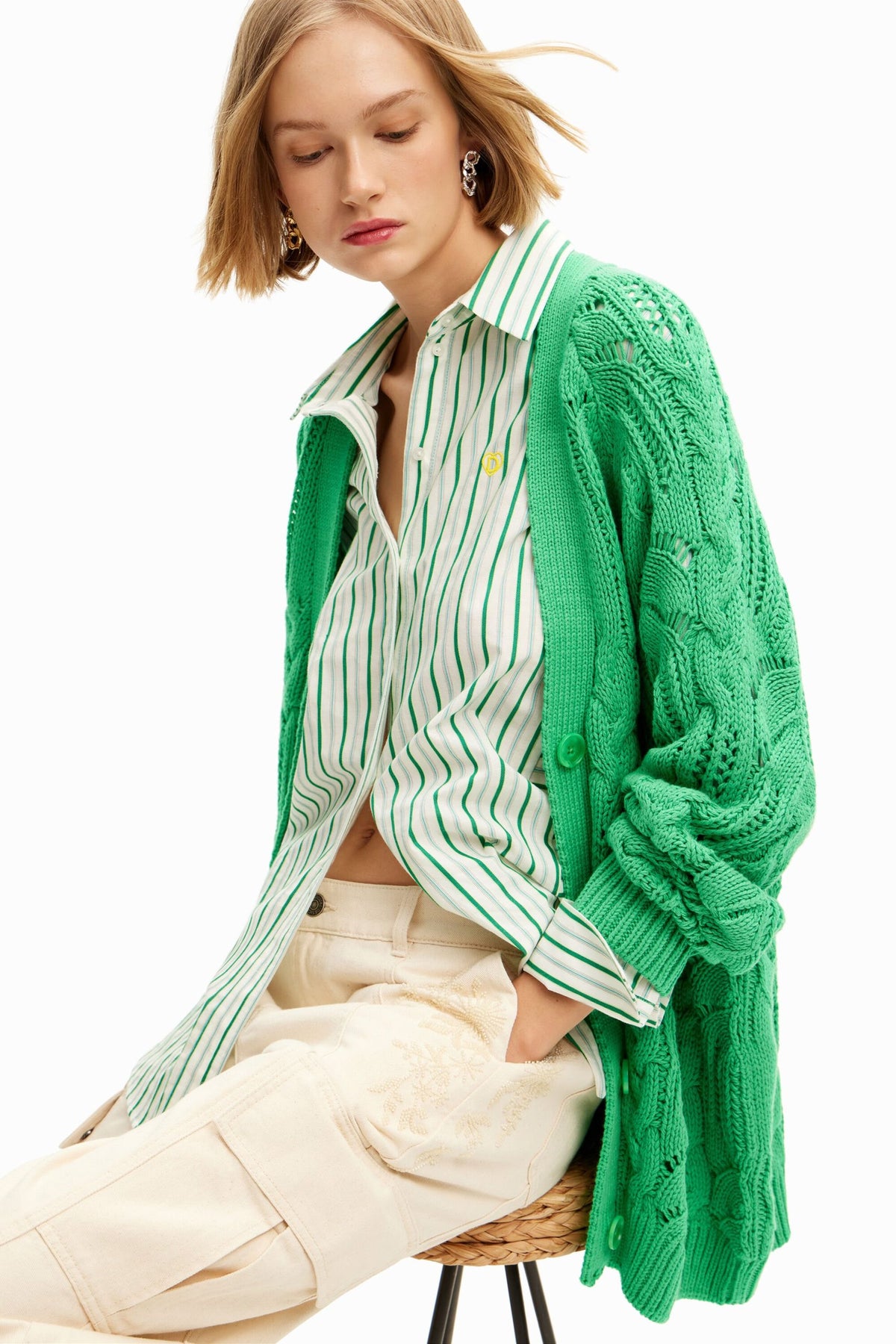 Desigual Oversize Openwork Cardigan