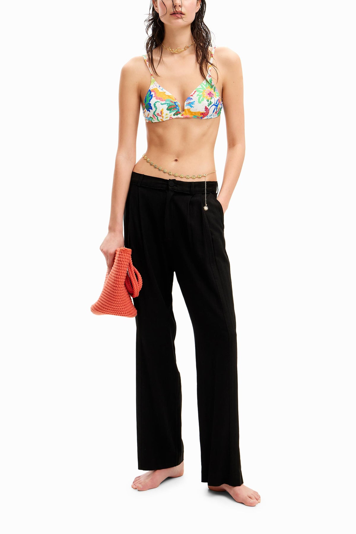 Desigual Jungle Print Triangle Bikini Top